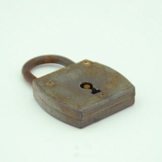 Vintage French Metal Lock with Orignal Key Rare Old Padlock VGT 3