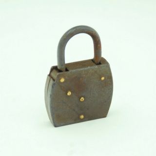 Vintage French Metal Lock with Orignal Key Rare Old Padlock VGT 4