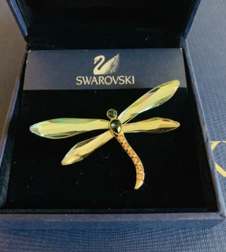 Swarovski Swan Signed Crystal Dragonfly Brooch