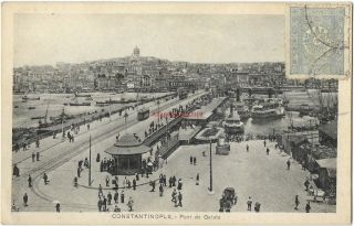 Turkey Constantinople Pont De Galata Vintage Postcard 23.  4