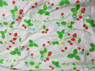 Vintage Cannon Monticello Full Fitted Sheet Strawberry Vine With Yellow