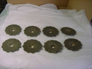 8 vintage solid brass bobeche prism holders leaf design chandelier lamp parts 5