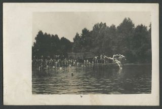Germany: C.  1910s Rppc Postcard Ak Soldiers At Camp Kamp Swimming Unclothed