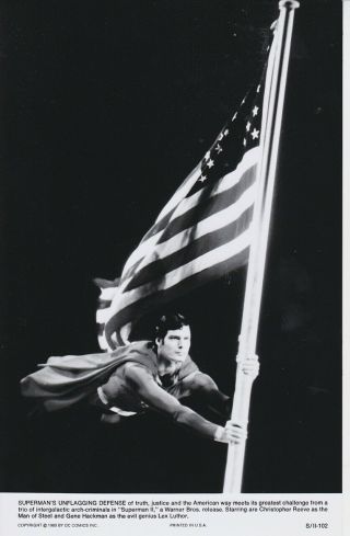 1980 Vintage Press Photograph Cristopher Reeve - " Superman Ii "