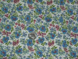 Full Vintage Feedsack: Blue Flowers With Little Red And Blue Flowers
