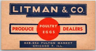 1940s Chicago Advertising Postcard Litman & Co.  Produce Dealers Poultry Eggs