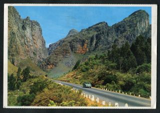 Posted C1970s: Car On North Road: Du Toits Kloof,  Cape,  South Africa