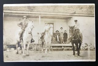 Vintage 1917 Idaho Men On Horseback Postcard Postmarked Written In Italian