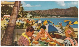 Postcard Waikiki Beach Honolulu Hi United Airlines Advertising 1950s