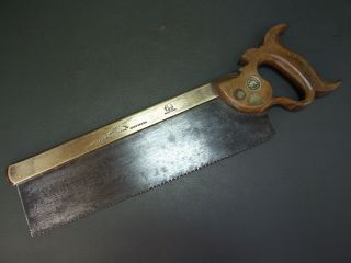Vintage 12 " Brass Backed Tenon Saw Old Tool By W Tyzack Sons & Turner