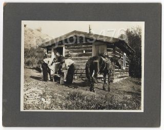 Set Of (4) Vintage Cabinet Photos Cowboys Wooly Chaps Cattle Ranch
