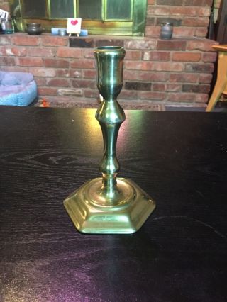 Early Antique 18th Century Brass Candlestick Holder