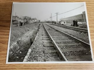 Nypd Crime Scene Photo Dead Man Along Train Tracks Graphic 60s 10 " X8 "