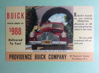 Vintage Providence Buick Company Linen Ad Postcard Ri Dealership