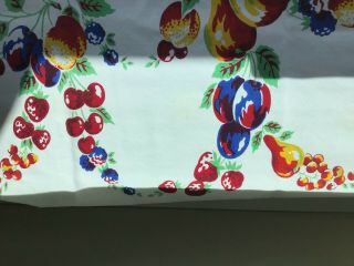 Vintage Tablecloth Fruit Print Plums Cherries Strawberries Pears - Vibrant Color 5