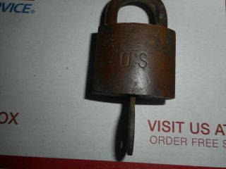 Vintage American Lock Co - U.  S.  Solid Brass Padlock With Key