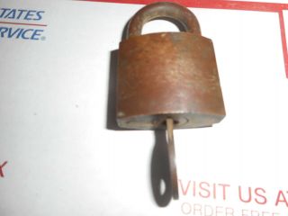 Vintage AMERICAN LOCK CO - U.  S.  Solid Brass Padlock With Key 4