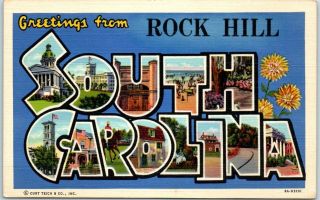 Rock Hill,  South Carolina Large Letter Postcard / Curteich Linen 8a - H3101 1940s