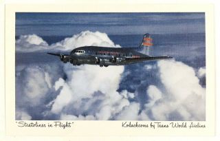 1940s 1950s Twa Trans World Airlines Boeing 307 Stratoliner In Flight Postcard