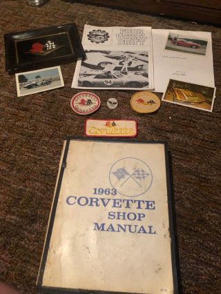 Cool Corevette Items Including Pictures,  Pins,  Patches,  Platter And Newsletters