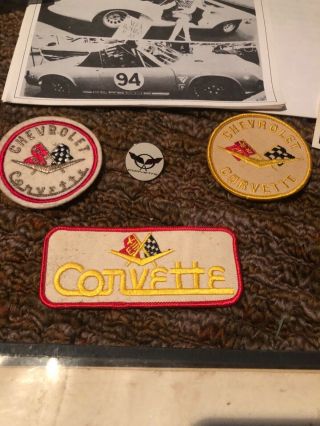 cool corevette items including pictures,  pins,  patches,  platter and newsletters 2