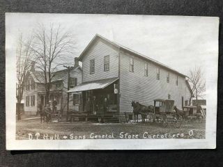 Rppc - Carrothers Oh Ohio - Hull Sons General Store - Horse Drawn Wagons - Seneca County