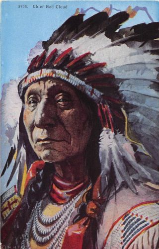 B61/ Native American Indian Postcard C1930 Chief Red Cloud 7