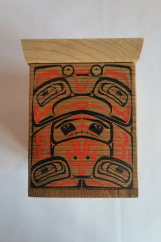 Northwest Coast Native American Style Cedar Box Signed By Artist Louis V.  Larsen