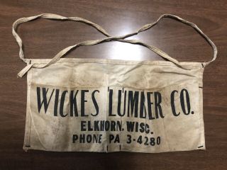 Vintage Nail Apron Wickes Lumber Co.  Elkhorn Wisconsin - Advertising