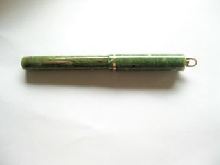 Vintage Sheaffer Jade Green Ring Flat Top Lever Fill Fountain Pen 5 - 30 2