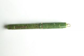 Vintage Sheaffer Jade Green Ring Flat Top Lever Fill Fountain Pen 5 - 30 3