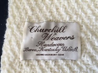 CHURCHILL WEAVERS Soft Handwoven Cream Color Throw - Made In USA - 67”x 51 2