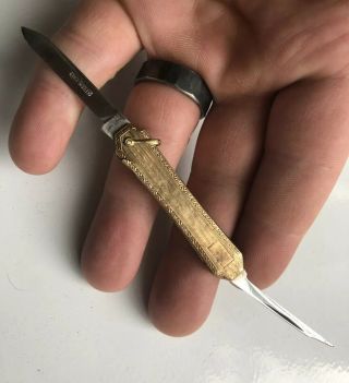 Antique Esemco 10kt Gold Pocket Knife Vintage Patent July,  20 1915