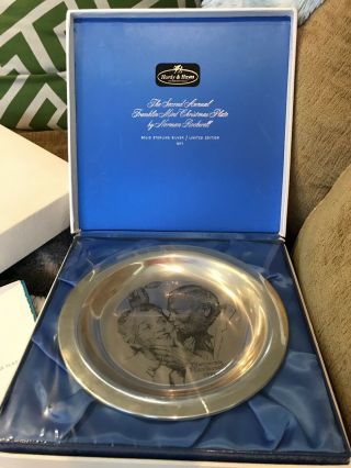 Norman Rockwell Under The Mistletoe 1971 Sterling Silver Christmas Plate 6