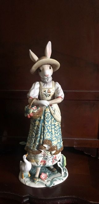 Fitz & Floyd Dapper Rabbit Female Figurine,  Hand - Crafted,  20” Ceramic,  Easter