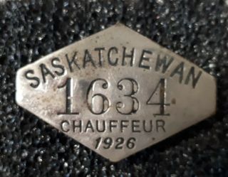 1926 Saskatchewan Chauffeur Badge/license - Very Rare