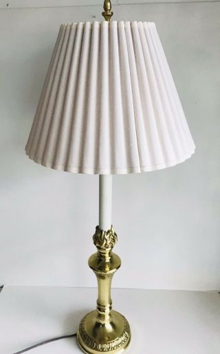 Vintage STIFFEL SOLID BRASS Buffet LAMP STIFFEL SHADE 3 WAY SWITCH 31” 2