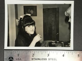2 B&w Photos 1968 - 72 Young Woman W/long Black Hair - Burlington / Mt.  Holly N.  J.