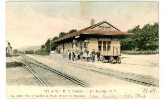 Hurleyville Ny - O&w Railroad Station - Hand Colored Postcard Catskills
