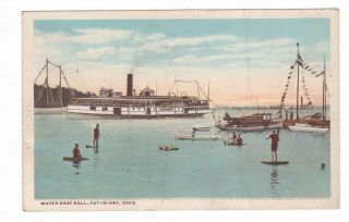 1921 Alexander Mfg.  Co.  P C View Water Base Ball Being Played At Put - In - Bay.  Oh