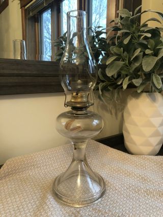 1800s Antique Vintage Clear Glass Oil Kerosene Hurricane Lamp P&a Wedding Light
