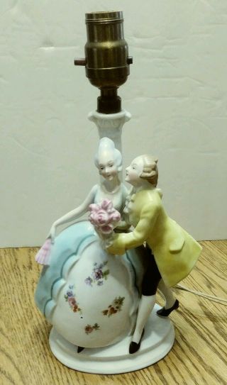 Antique Porcelain Figural Lamp Courting Couple Germany