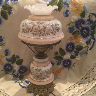 Vintage Hurricane Gone With The Wind Lamp Ruffled Top