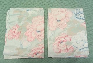 2 Vtg Fieldcrest Percale Floral Pillowcases Cases Green Blue Pink Flowers