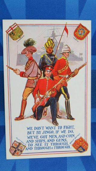 Ww1 Patriotic Postcard Canada Australia India Sikh Soldiers British Pith Helmet