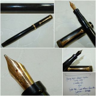 Parker Duofold Lucky Curve Fountain Pen Black 14k Med Flex Nib Restored