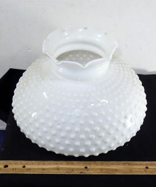 Vintage Large White Milk Glass Hobnail Shade Ruffled Top