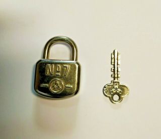 ANTIQUE or VINTAGE SMALL PADLOCK WHITH KEY 