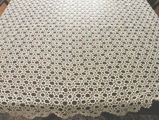 vintage cotton crocheted tablecloth white 70 by 42 