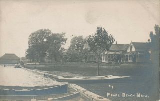 Pearl Beach Mi St Clair County Michigan Postcard 1910 Rppc